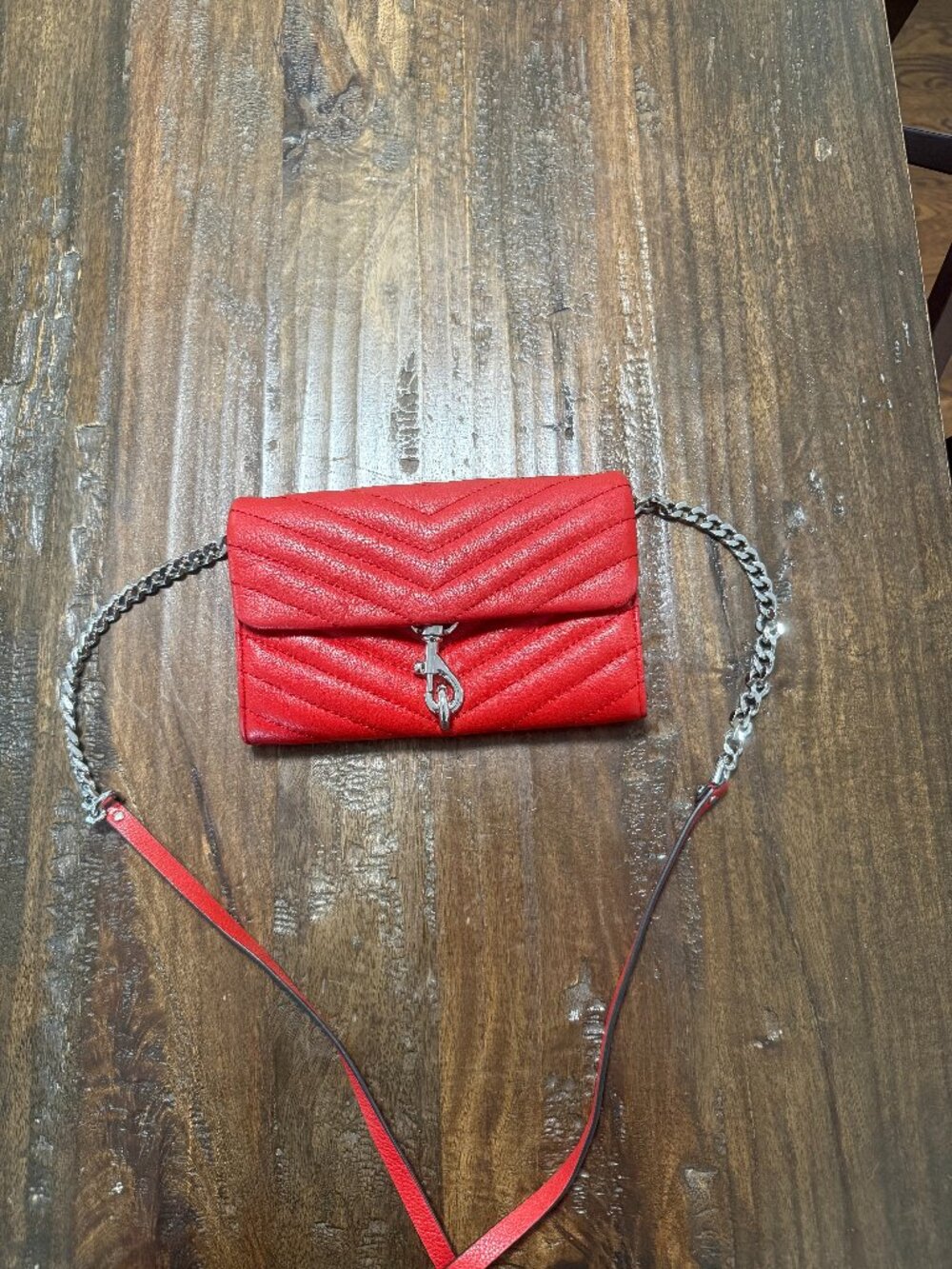 Rebecca Minkoff Red Leather Chain Wallet Crossbody